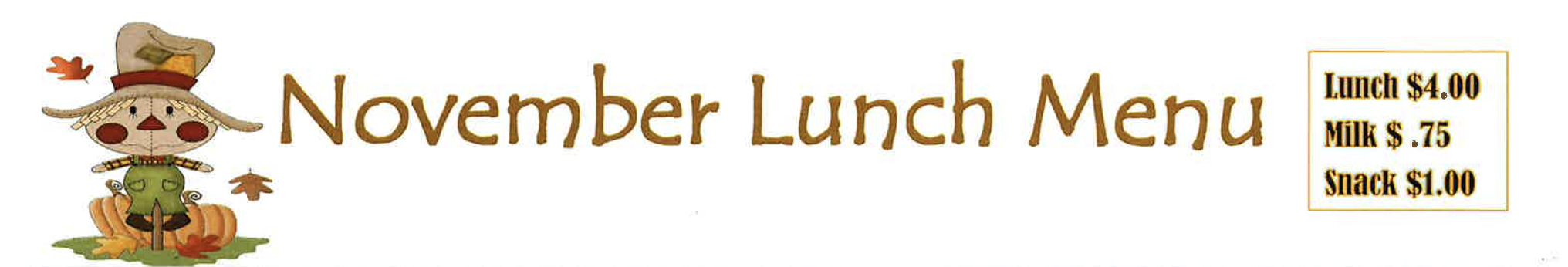 November Lunch Menu 2025